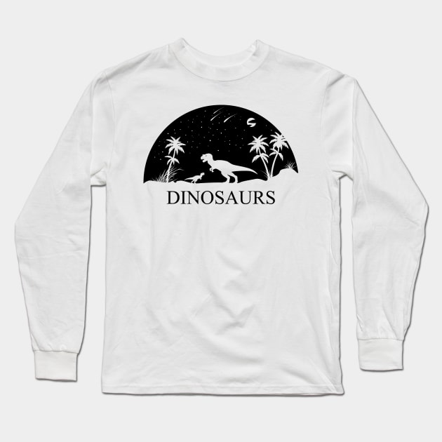 Dinosaurs Under the Stars Long Sleeve T-Shirt by SakuraDragon